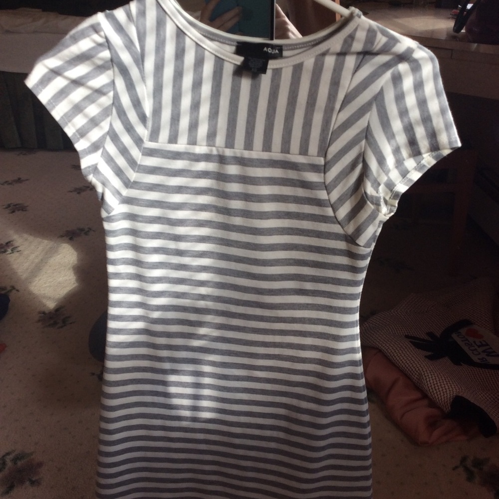 Short sleeve striped a-line dress